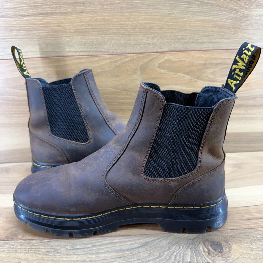 Dr Martens Embury Chelsea Boots Mens 9 Brown Leather Casual Modern Minimalist
